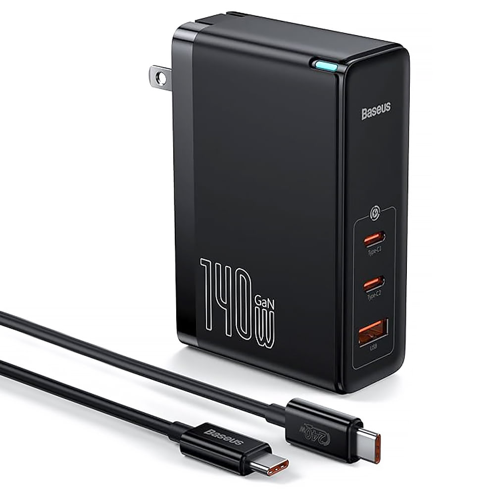 Cargador BASEUS GAN5 PRO Carga rápida 2C+U 140W Negro, con Cable carga rápida