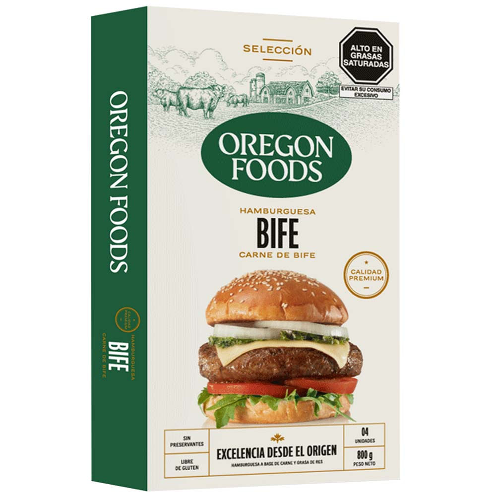 Hamburguesa OREGON FOOD'S Bife Caja 4un