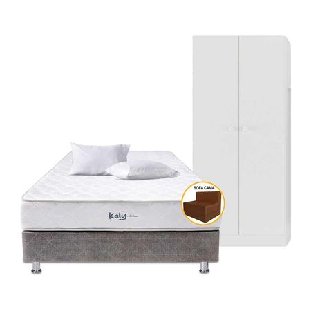 pack-cama-el-cisne-kaly-2-plz-colchon-box-tarima-sofa-cama-2-almohadas-ropero-viva-home-2-puertas-blanco