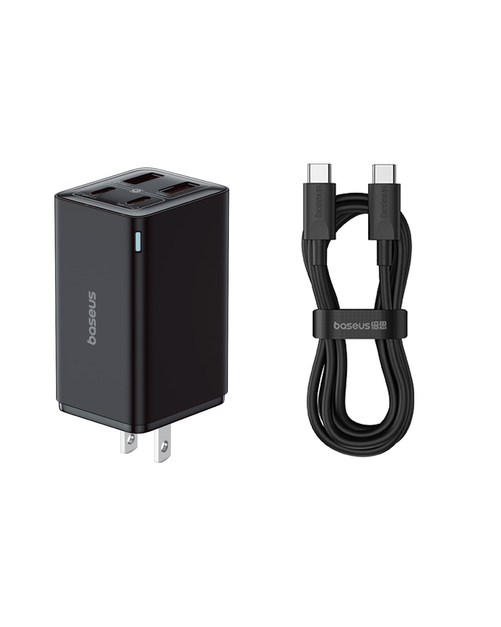 Cargador Baseus 100W GaN 6 Pro Carga Rápida 4 Puertos con Cable Tipo C + Cable Extensión