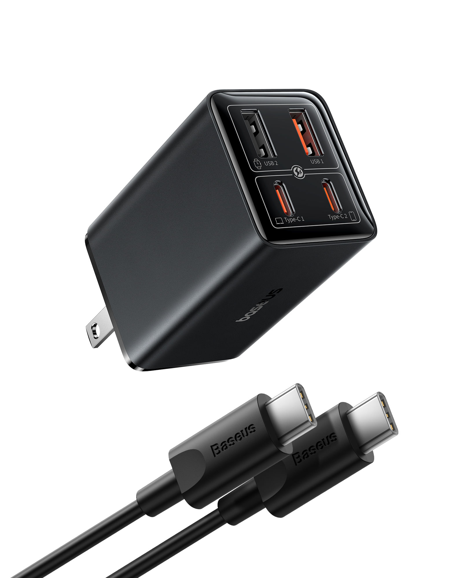Cargador Baseus 65W GaN 6 Pro Carga Rápida 4 Puertos con Cable 1m