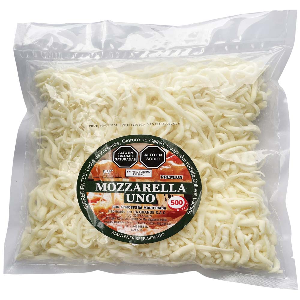 Queso Mozzarella Rallado UNO Paquete 500g