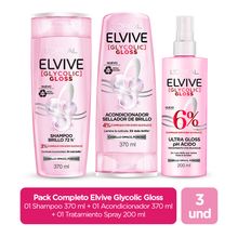 pack-elvive-tratamiento-enjuague-glycolic-gloss-200ml-shampoo-glycolic-gloss-370ml-acondicionador-glycolic-gloss-370ml