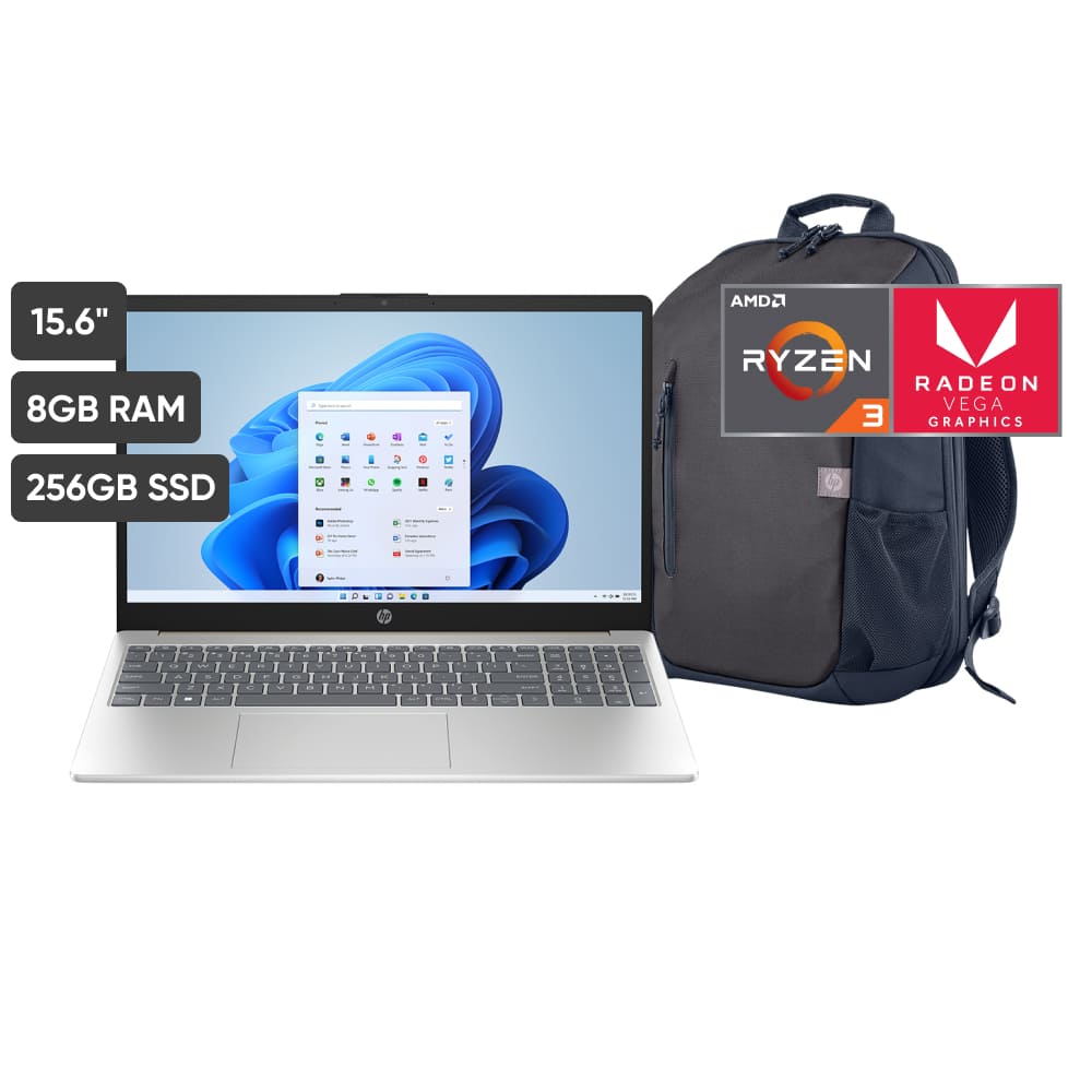 Laptop HP 15-FC0006LA 15.6"" AMD Ryzen 3 (serie 7000) 8GB 256GB SSD + Mochila
