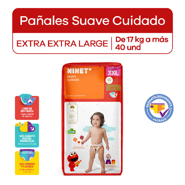 Pañales Ninet Suave Cuidado Talla XXL