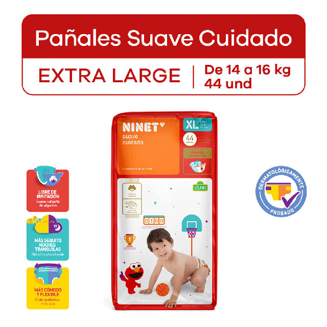 Pañales Ninet Suave Cuidado Talla XL