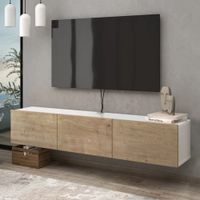 Mesa de TV Flotante Aquiles color Duna/Blanco 3 puertas TU MESITA