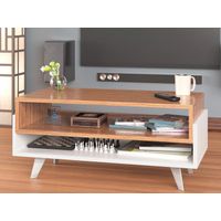 Moderna Mesa de Centro Sonya color Blanco/Marrón TU MESITA