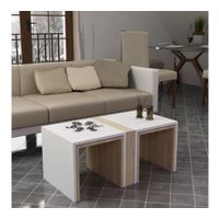 Mesa Minimalista de Centro Mirna color Blanco/Duna TU MESITA