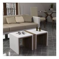 Mesa Minimalista de Centro Mirna color Blanco/Marrón TU MESITA