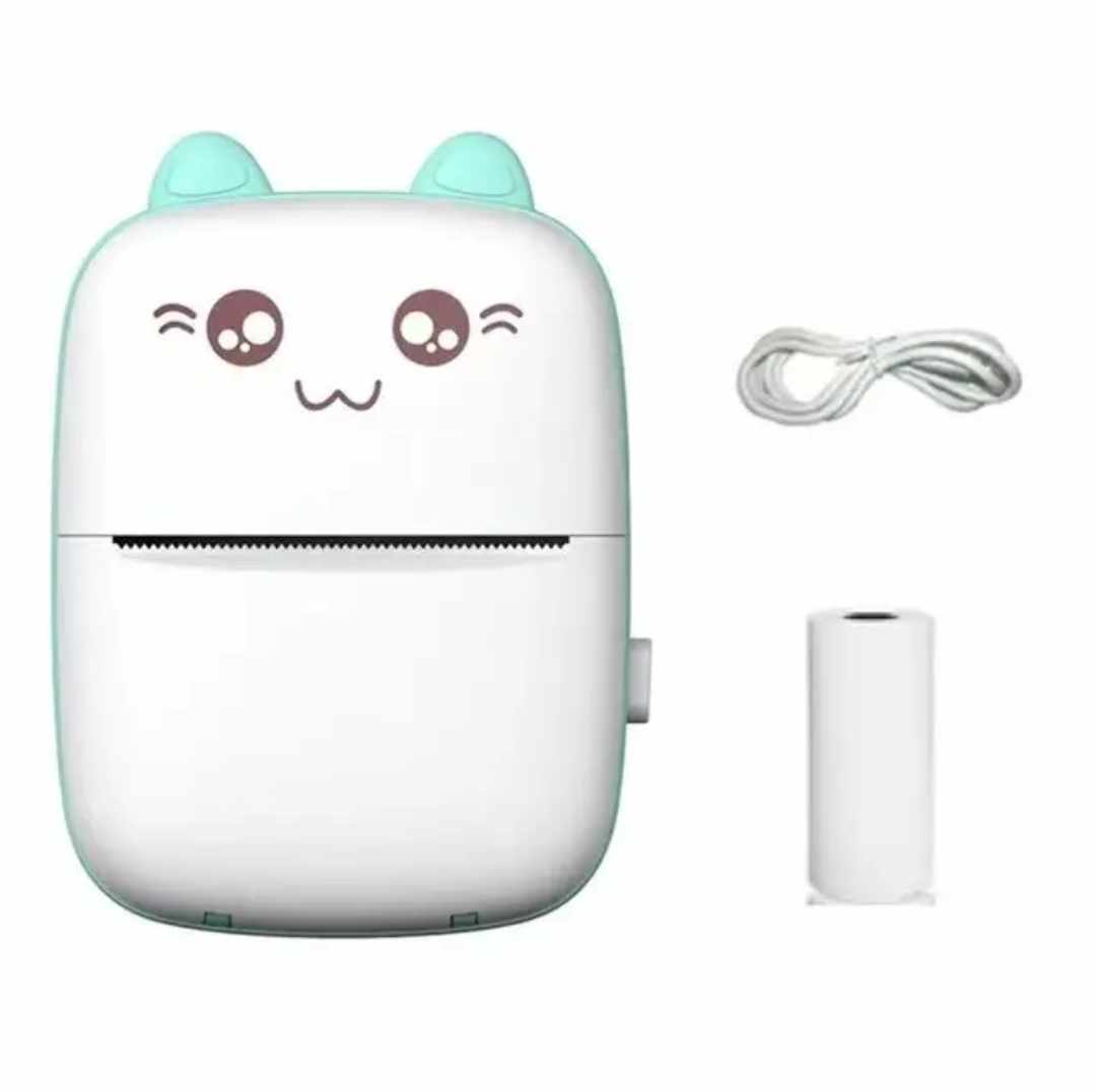 Mini Impresora Portatil Kawai de Gatito Recargable con Bluetooth Celeste