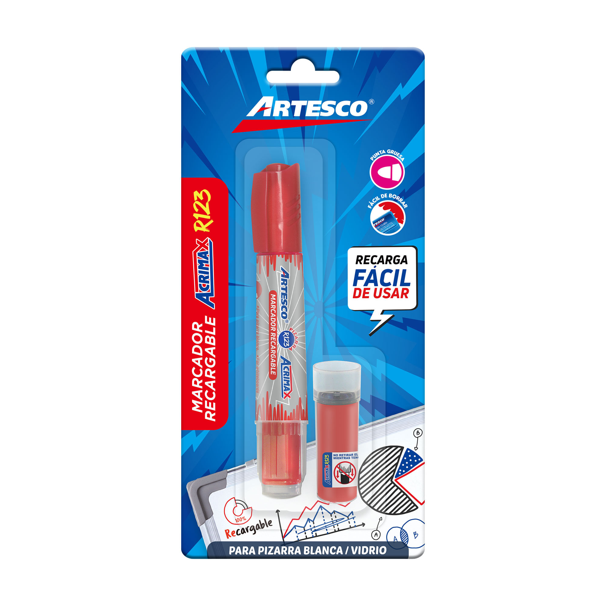 Blist Marcador Acrimax R123 + Cart Rojo ARTESCO