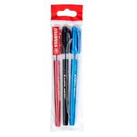 Lapiceros STABILO Excel Azul, Negro y Rojo Blíster 3un