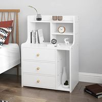 Velador Vintage Shedder Blanco 3 Cajones R&R MUEBLES