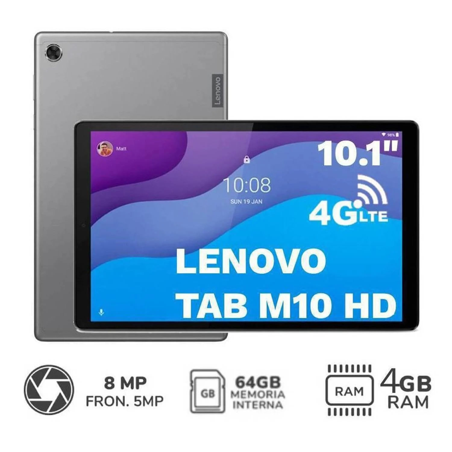 Tablet Lenovo 10"" TAB M10 TB-X306X 4G LTE 4GB + 64GB