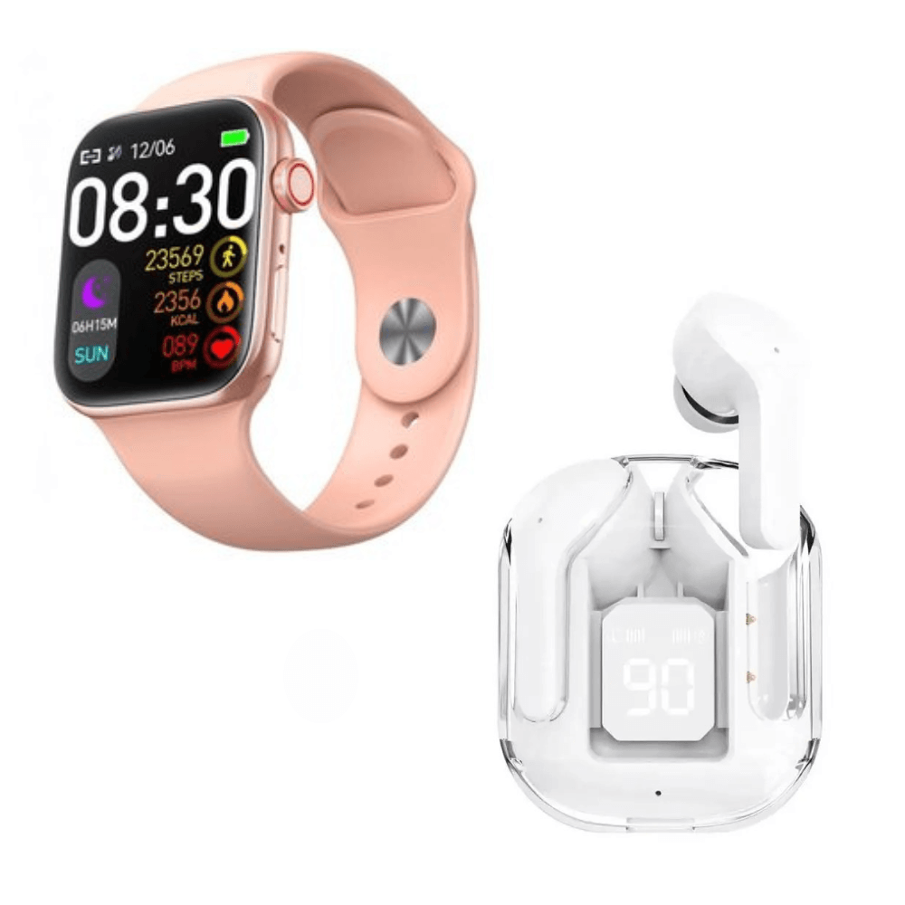Pack Smartwatch T900 Pro Max GL Serie 9 Rosado y Audífonos Air 31 Blanco