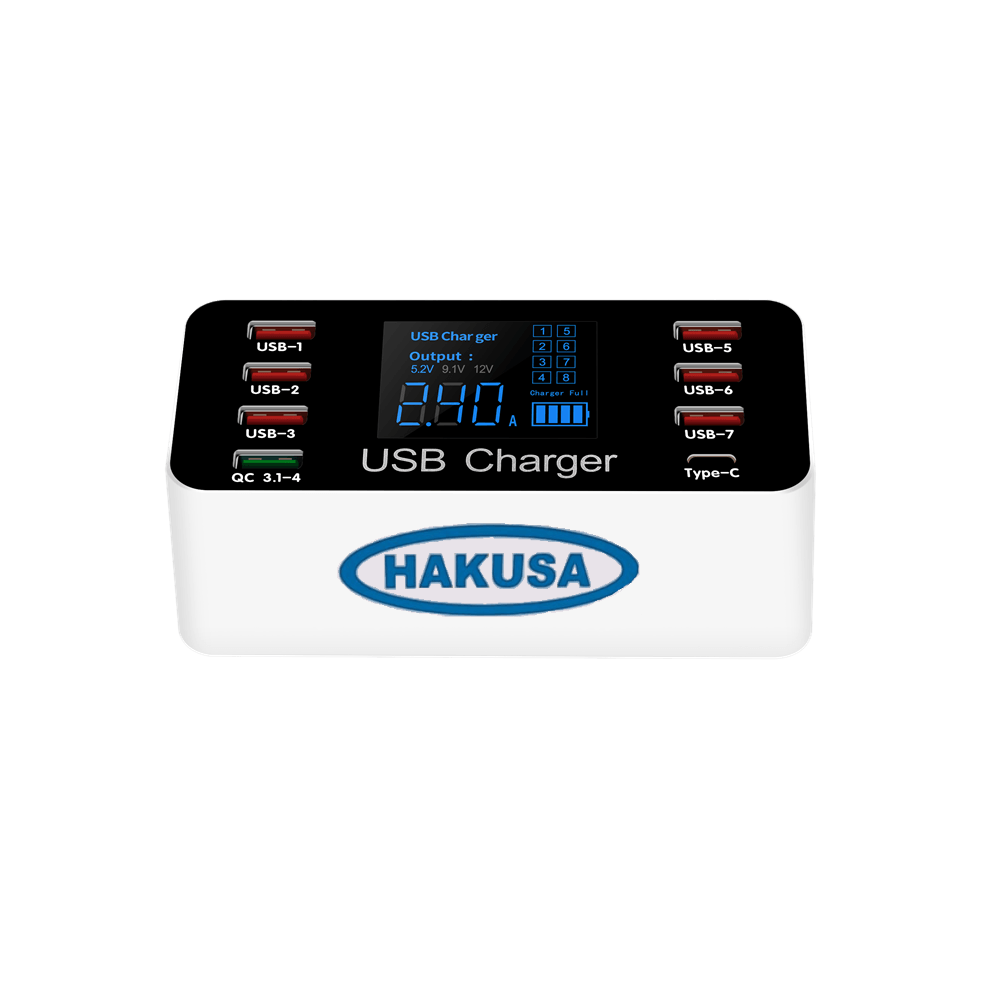 Cargador Rápido Múltiple de 8 Puertos Hakusa Wlk-a9+Con Indicador De Carga