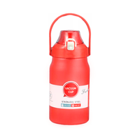 Termo De Acero Inoxidable Con Pajita Portable Acabado Mate Rojo