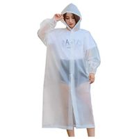 Poncho Para Lluvia Ligero Impermeable con capucha y botones Blanco