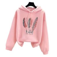 Polera con Capucha Mujer Estampado Suéter Chompa Holgado Poncho Rosado Moda Otoño In