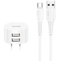 Kit de Carga USAMS Enchufe Pared + Cable Tipo C Blanco