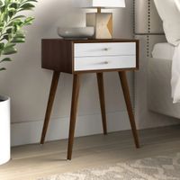 Velador Mesa de Noche Nora color Marrón/Blanco 1 cajón TU MESITA