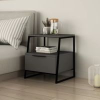Velador Industrial Román color Gris Oscuro 1 cajón TU MESITA