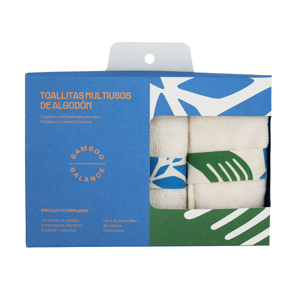 Toallitas Multiusos de Algodón para Bebés y Adultos Bamboo Balance Tripack