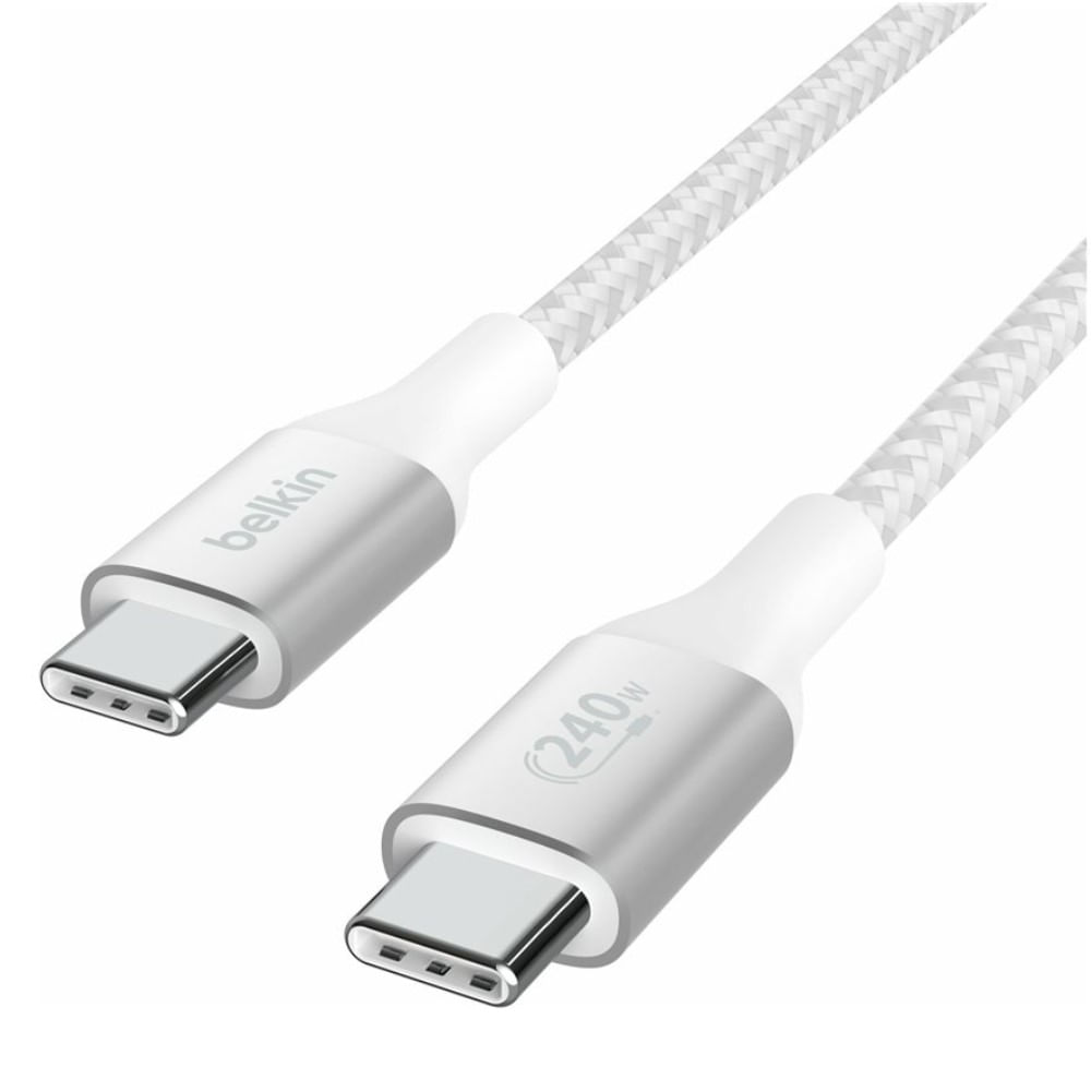 Cable Belkin USB-C 240W 2m PD 3.1 USB-IF Nylon Blanco - CAB015bt2MWH