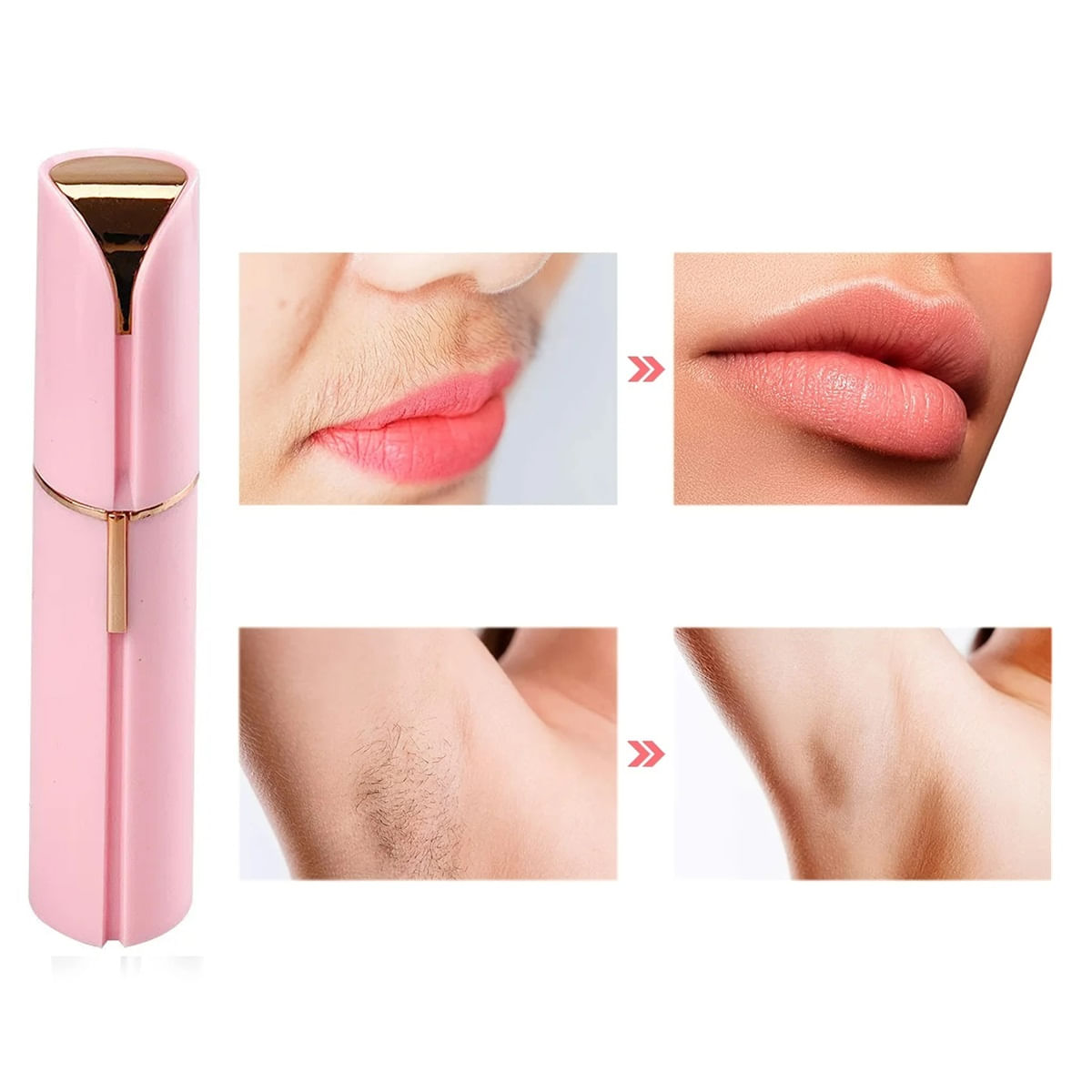 Depiladora Facial Mujer FlawLbss Flawless Rosado Eléctrica Carga USB Genieka