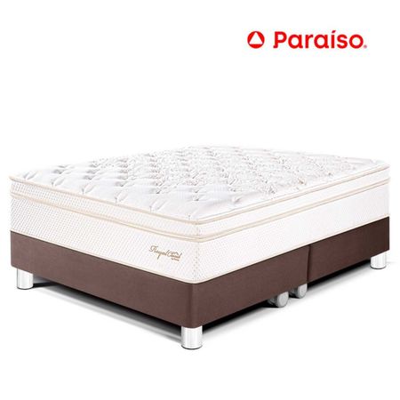 Cama Paraíso Royal Cloud King Chocolate + 2 almohadas viscoelásticas + protector