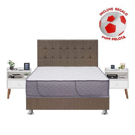 Dormitorio Capella Queen + Velador Fer Blanco