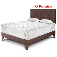 Dormitorio Europeo PARAISO Pocket Max Chocolate 2 Plazas + 2 Almohadas + Protector