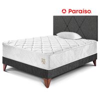 Dormitorio Europeo PARAISO Pocket Max Charcoal 1.5 Plazas + 1 Almohada + Protector