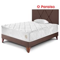 Dormitorio Europeo PARAISO Pocket Max Chocolate 1.5 Plazas + 1 Almohada + Protector