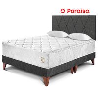 Dormitorio Europeo PARAISO Pocket Max Charcoal Queen + 2 Almohadas + Protector