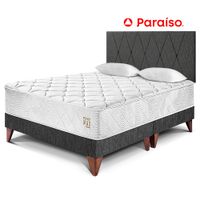 Dormitorio Europeo PARAISO Pocket Max King Charcoal + 2 Almohadas + Protector