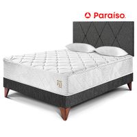 Dormitorio Europeo PARAISO Pocket Max Charcoal 2 Plazas + 2 Almohadas + Protector