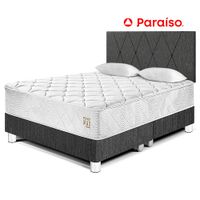 Dormitorio PARAISO Pocket Max Charcoal Queen + 2 Almohadas + Protector