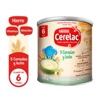 Cereal Infantil CERELAC 5 Cereales y Leche Lata 400g