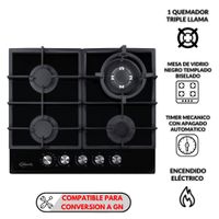 Cocina Empotrable A Gas 4 Hornillas Aosta 60