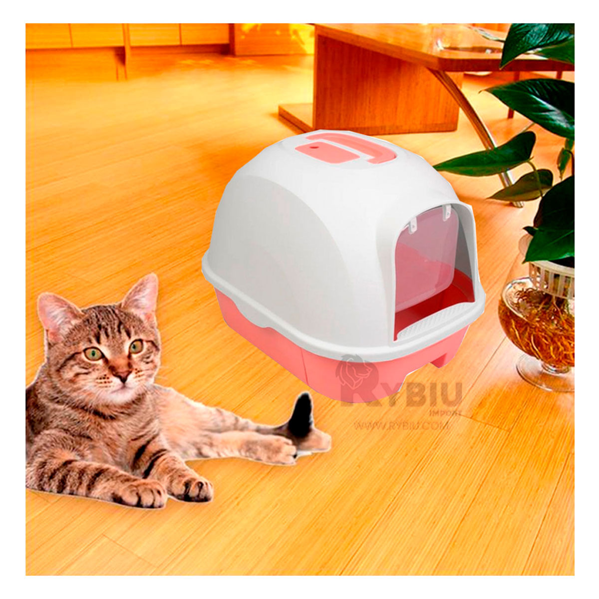 Arenero con Bandeja y Pala para Gatos de Fucsia Y+Agendita