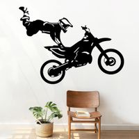 Vinilo Decorativo Acróbata En Moto para pared Stickart Mediano 85 x 62 cm alto