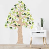 Vinilo Decorativo Árbol Cedro Marrón y Verde Stickart Mediano 104 x 150 cm alto