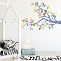 Vinilo Decorativo Árbol Primav Azul y Multicolor Stickart Pequeño 100 x 72 cm alto