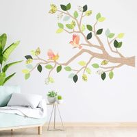 Vinilo Decorativo Árbol Primav Marrón y Verde Stickart Pequeño 100 x 72 cm alto