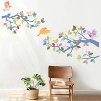 Vinilo Decorativo Árbol Ramas Azul y Multicolor Stickart Mediano 150 x 98 cm alto