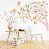 Vinilo Decorativo Árbol Roble Rosa y Rosa Stickart Mediano 147 x 120 cm alto