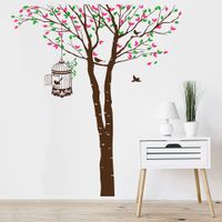 Vinilo Decorativo Árbol Y Jaula para pared Stickart Mediano 114 x 130 cm alto