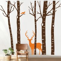 Vinilo Decorativo , Ave Y Ciervo para pared Stickart Pequeño 113 x 100 cm alto